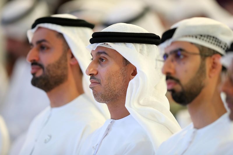 Abu Dhabi, United Arab Emirates - October 16, 2019: Dr. Ahmad bin Abdullah Humaid Belhoul Al Falasi. The launch of Mohamed bin Zayed University of Artificial intelligence. Wednesday the 16th of October 2019. Masdar City, Abu Dhabi. Chris Whiteoak / The National