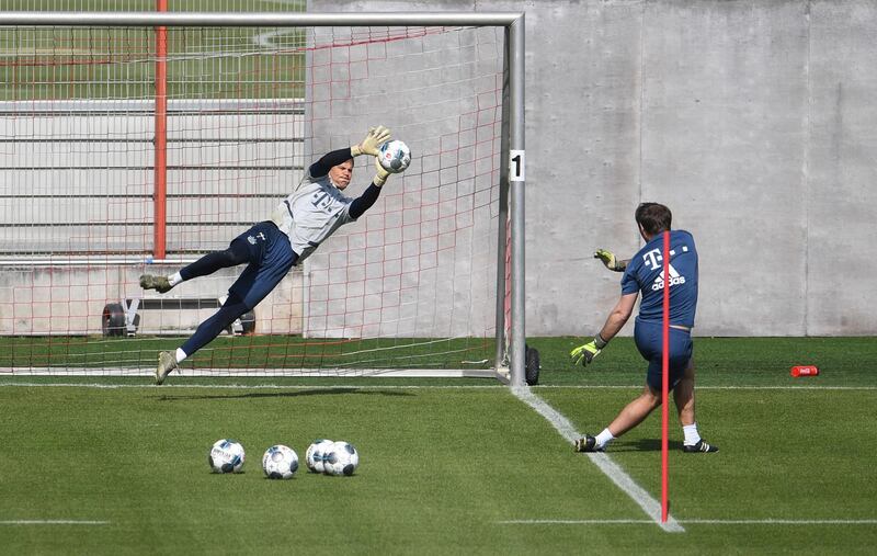 Bayern Munich's Manuel Neuer during training. Reuters