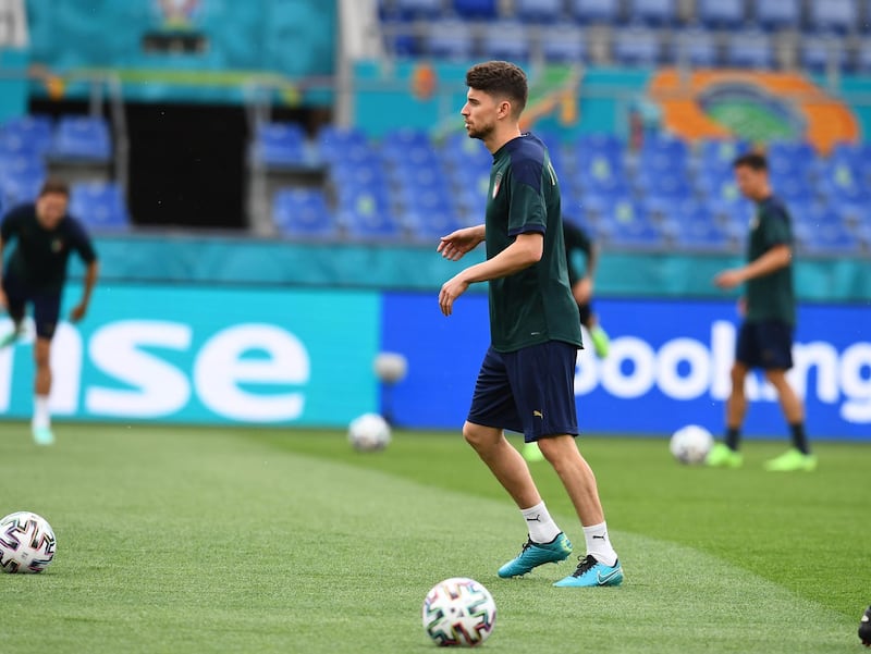 Jorginho of Italy in action during a training session ahead of the Euro 2020 kick-off against Turkey at Olimpico Stadium. Getty