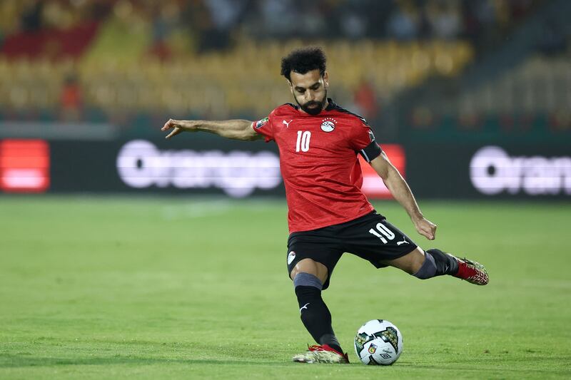 Egypt's forward Mohamed Salah shoots. AFP