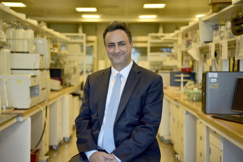 Hassan Arafat, a professor of chemical engineering and director of the Center for Membrane and Advanced Water Technology at Khalifa University, Abu Dhabi. The Jordanian was among a select few academics awarded long-term residency in the UAE. 
Prof Arafat in the laboratory where his research work involves using nanomaterials in the desalination process with the goal of making it cheaper and environmentally friendly. Courtesy: Prof Hassan Arafat 