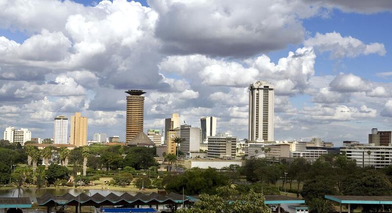 Skyline of Nairobi, Uhuru Park in the foreground, Nairobi, Kenya, Saturday, Oct. 27, 2007. Nairobi is the most populous city in East Africa, with an estimated urban population of between 3 and 4 million. Photographer: Casper Hedberg/Bloomberg News
