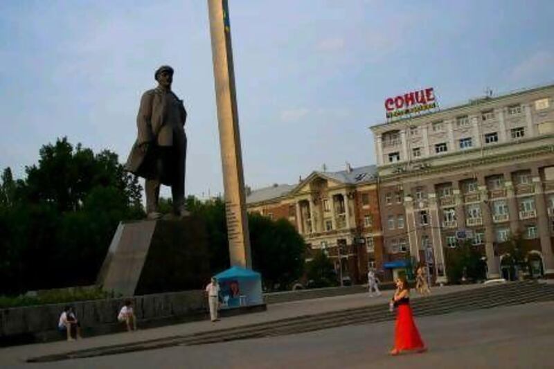 The statue of Lenin in the city square at Donetsk has been a little lonelier as the Euro 2012's conclusion approaches.