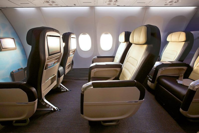 You can sit on wider seats (42 inches) upholstered in Italian leather when you fly  business-class on flydubai. Photo courtesy flydubai