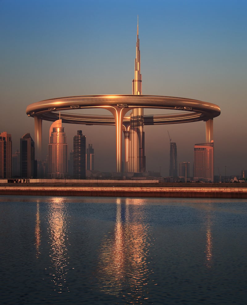 The structure would, in theory, encircle all of Downtown Dubai including Burj Khalifa.