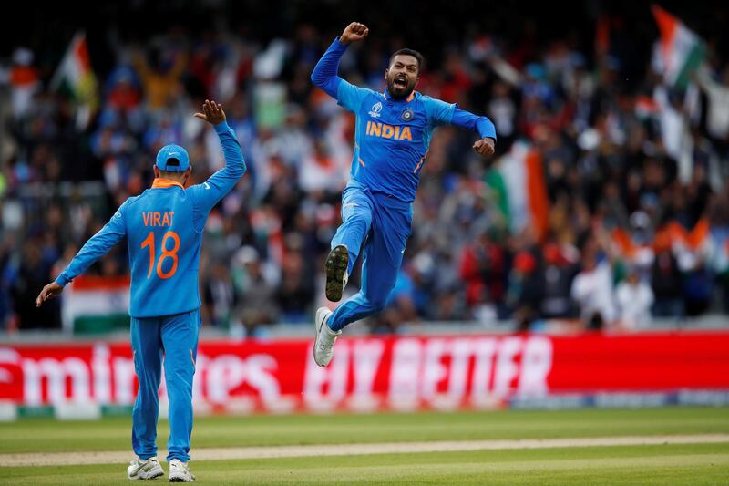 Hardik Pandya (8/10): The all-rounder once again batted at No 4, but unlike against Australia, he was unable to find his timing. But he rode his luck, especially against Hasan Ali's pace, to score a cameo at the death as India closed in on a 300-plus total. Reuters