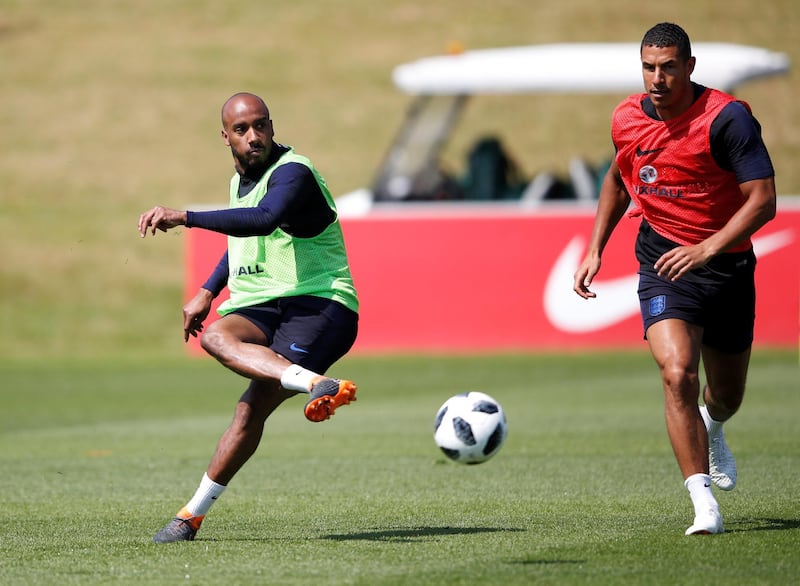 England's Fabian Delph and Jake Livermore during training. Carl Recine / Action Images via Reuters