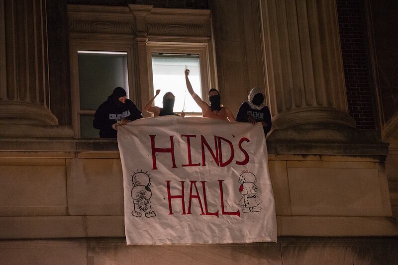 Students with the Gaza protest camp take over Hamilton Hall at Columbia University in New York, naming it Hind's Hall. AP