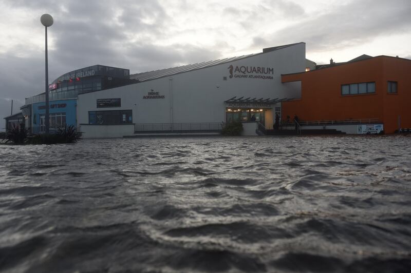 The Galway Atlantaquaria National Aquarium of Ireland building is seen submerged in floodwater during Storm Ophelia in Galway, Ireland. Clodagh Kilcoyne / Reuters