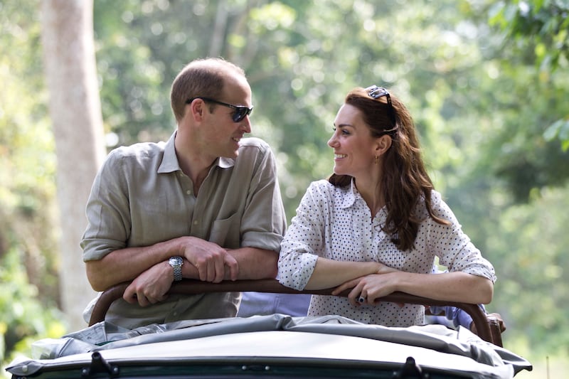 Catherine and Prince William on a game drive at Kaziranga National Park in north-eastern India, in April 2016