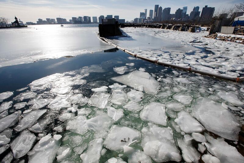 Sea ice floats in Boston Harbour. Michael Dwyer / AP Photo