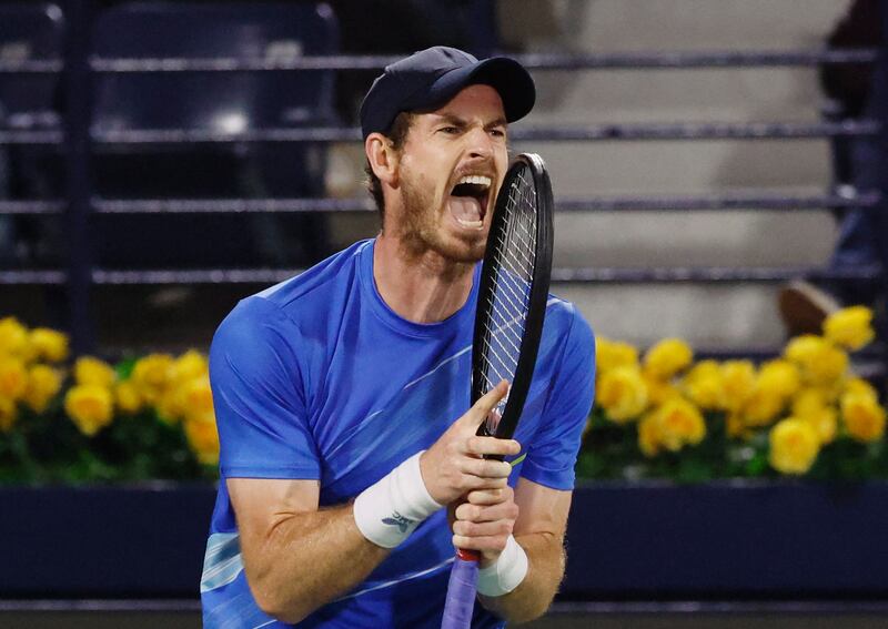 Andy Murray during his first round match against Christopher O'Connell at the Dubai Duty Free Tennis Championships on Monday, February 21, 2022. Reuters