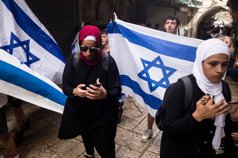 Jerusalem's Muslim Quarter on Thursday, during a far-right march that many Palestinians regard as provocation. Getty