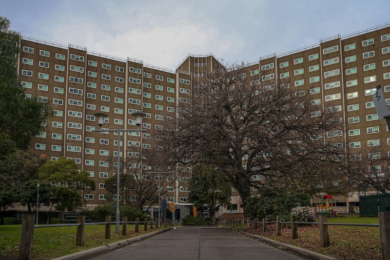 The North Melbourne Public housing flats in Melbourne, Australia. Nine public housing estates have been placed into mandatory lockdown and two additional suburbs are under stay-at-home orders as authorities work to stop further Covid-19 outbreaks. Getty Images