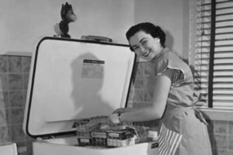 Harold M. Lambert / Gallo Images / Getty Images


JK5112-001
Title
Frozen Food
Caption
A housewife smiles over her shoulder while placing a tray of frozen food packages into a large freezer unit. She wears an apron.
Collection
Archive Photos
Photographer
Harold M. Lambert
File size
5.28 MB - 2924 x 3752 px