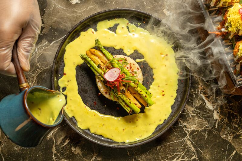 Chargrilled asparagus, part of Bombay Borough's new vegan menu. Photo: Bombay Borough