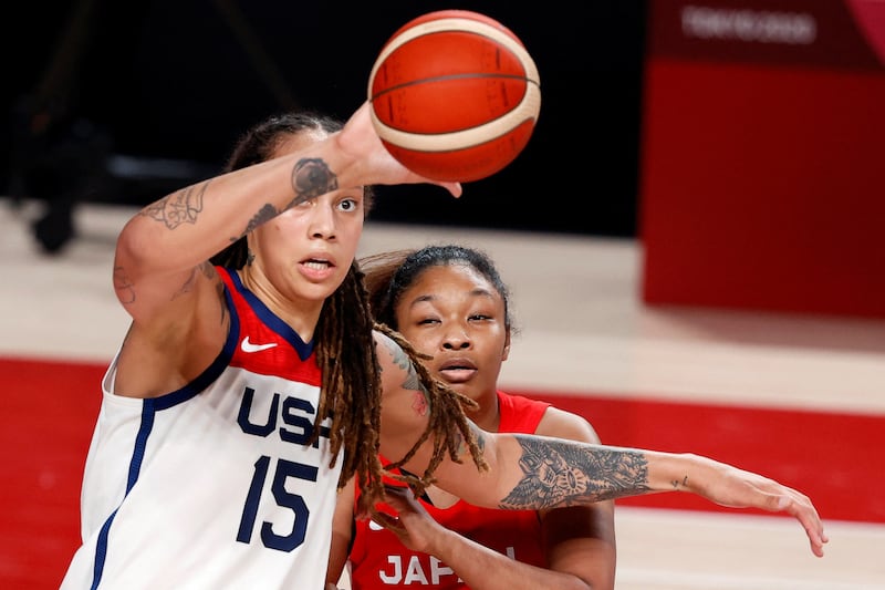 Griner in action at the 2020 Tokyo Olympics. Reuters