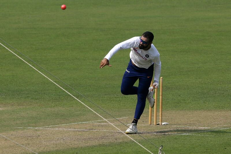 India's Hanuma Vihari bowls during a practice session in Kolkata. AP