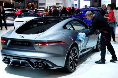 A Jaguar F-Type at the Brussels Motor Show. Jaguar plans to be fully electric by 2025 as part of its strategy to phase out internal combustion engines. Reuters