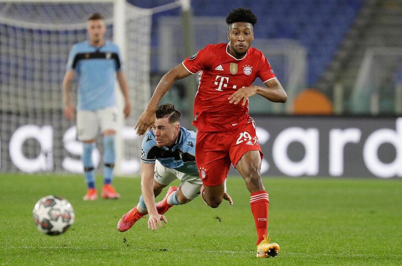 LW Kingsley Coman (Bayern Munich) - His dazzling wing-play will haunt Lazio’s full-backs for some time. Coman, the matchwinner in the 2020 Champions League final, also set up Bayern’s third goal, Leroy Sane’s, with a fine long pass from in his own half. AP