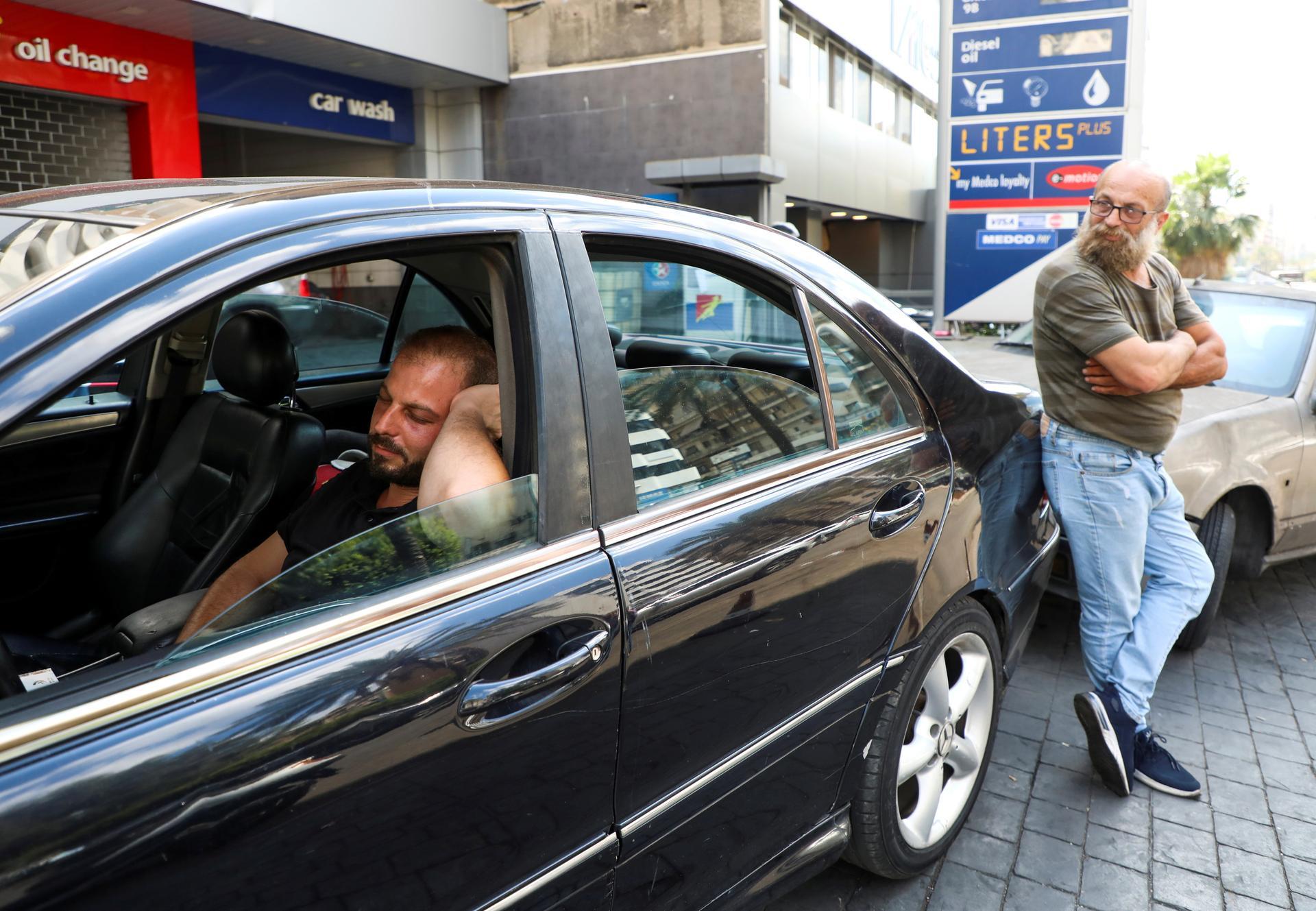 Fed-up motorists queue for fuel at a Beirut petrol station. In recent days, some have waited for hours only to find that supplies have run out when they reach the top of the queue. Reuters