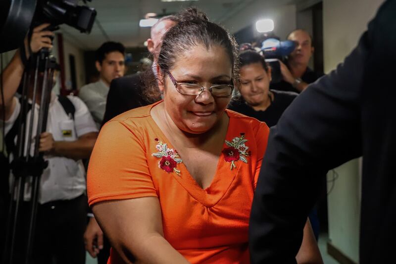 Maria Gayoso and Esperanza Caballero (not pictured) leave the Palace of Justice after appearing before Judge Mirko Valinotti, in Asuncion. The two women were arrested for allegedly being the original holders of two passports used by Ronaldinho and his brother to enter Paraguay. EPA