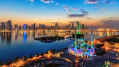 Al Noor Mosque is illuminated as part of the Sharjah Lights Festival. Photo: Sharjah Documentation and Archive Authority