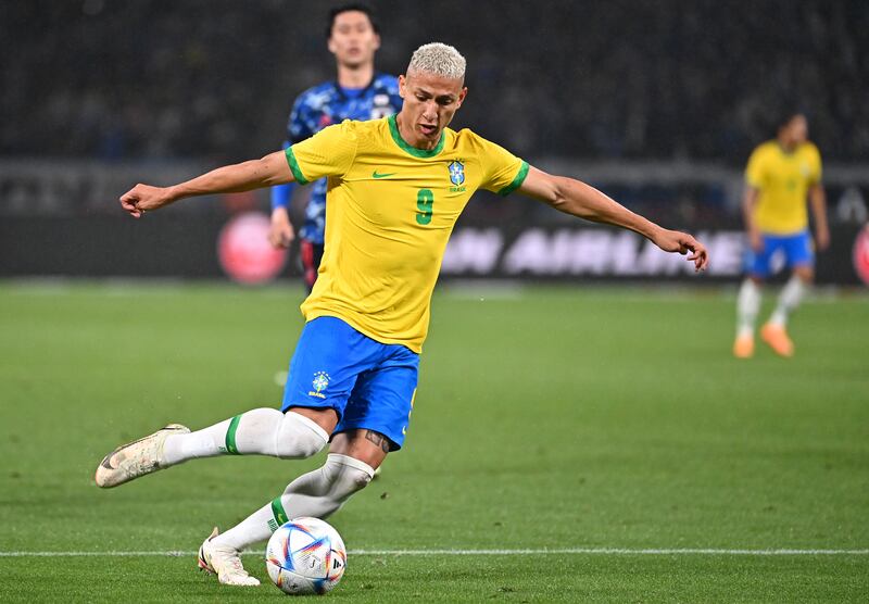 Richarlison of Brazil in action during the international friendly match between Japan and Brazil at National Stadium in Tokyo on June 6, 2022. Getty Images