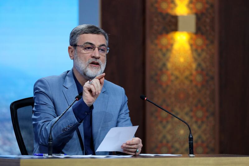 Amirhossein Ghazizadeh Hashemi, vice president under the late president Ebrahim Raisi, during a televised debate ahead of Iran's presidential election on June 28. AP