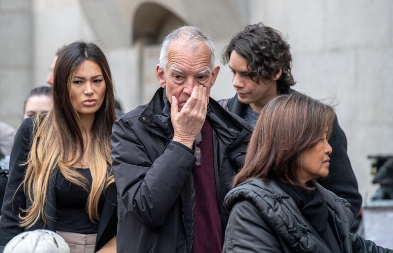 LONDON, ENGLAND - MAY 07: Simon (C) and Mila McMullan, parents of victim James McMullan, arrive for the opening day of the inquest into the London Bridge terror attack on May 7, 2019 in London, England. The inquest taking place at the Old Bailey is into the deaths of eight people killed in the London Bridge and Borough Market terror attack. Three women and five men died when three attackers drove into crowds in a white van before stabbing others with knives on June 3, 2017. (Photo by Chris J Ratcliffe/Getty Images)