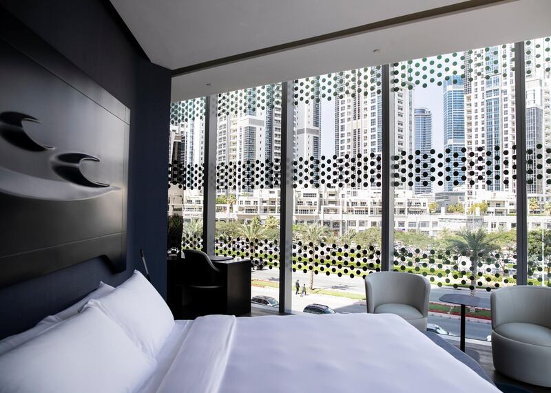 DUBAI, UNITED ARAB EMIRATES. 25 FEBRUARY 2020. 

Hotel rooms at ME by Melia hotel. It is set to open next month. It is located in The Opus building by Zaha Hadid Architects. 

Both the interior and exterior is designed by the late Zaha Hadid, who founded Zaha Hadid Architects (ZHA).

(Photo: Reem Mohammed/The National)

Reporter:
Section: