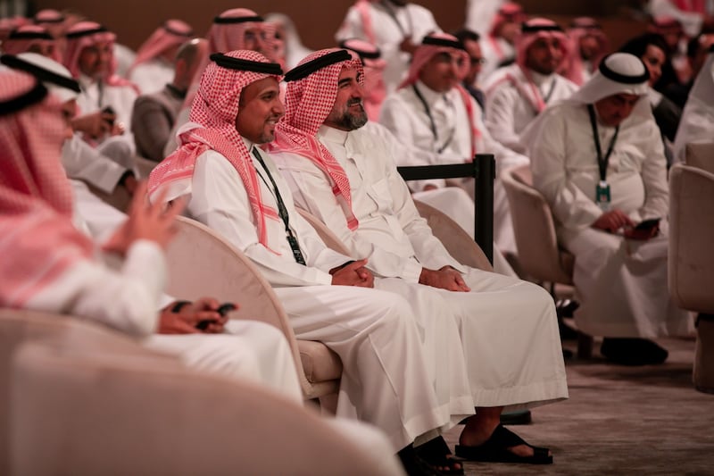 Yasir Al Rumayyan, governor of the Public Investment Fund, centre right, at the conference in Riyadh. Bloomberg