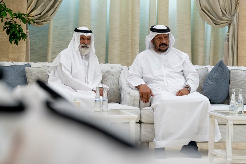 Sheikh Khalifa bin Hamdan bin Mohamed and Sheikh Saeed bin Mohamed, attend condolences at Al Mushrif Palace.
