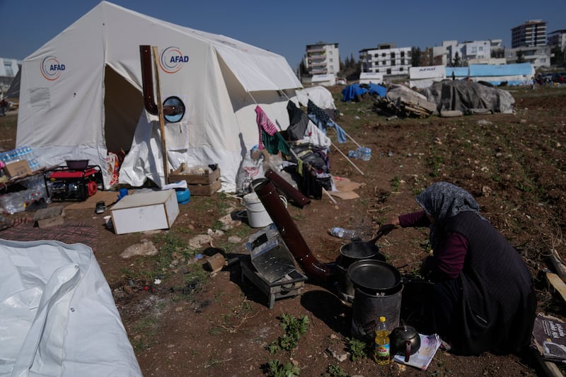 Tents have been set up to provide shelter in Adiyaman, southern Turkey. AP