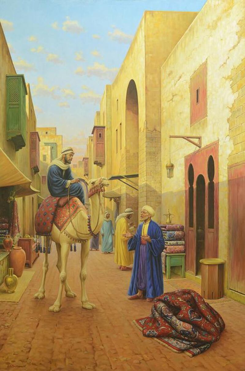 Edilson Barbosa’s Oriental Market Scene. Some experts argue that the field of Middle Eastern studies should return to its Orientalist roots. Courtesy of Authentique Art Gallery and Monda Gallery

