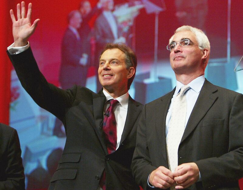 Then Prime Minister Tony Blair and Mr Darling at the Scottish Labour party conference in 2004
