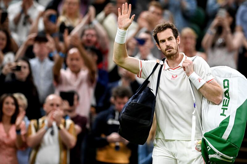 Andy Murray of Britain reacts after losing the 3rd round match against Denis Shapovalov of Canada at the Wimbledon Championships, Wimbledon, Britain 02 July 2021.   EPA / NEIL HALL   EDITORIAL USE ONLY