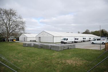 A temporary mortuary in Wanstead Flats, London. Reuters