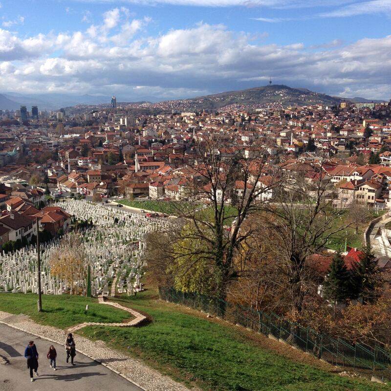 A view of the hills surrounding Sarajevo from which Bosnian Serb forces besieged the city. Declan McVeigh/The National