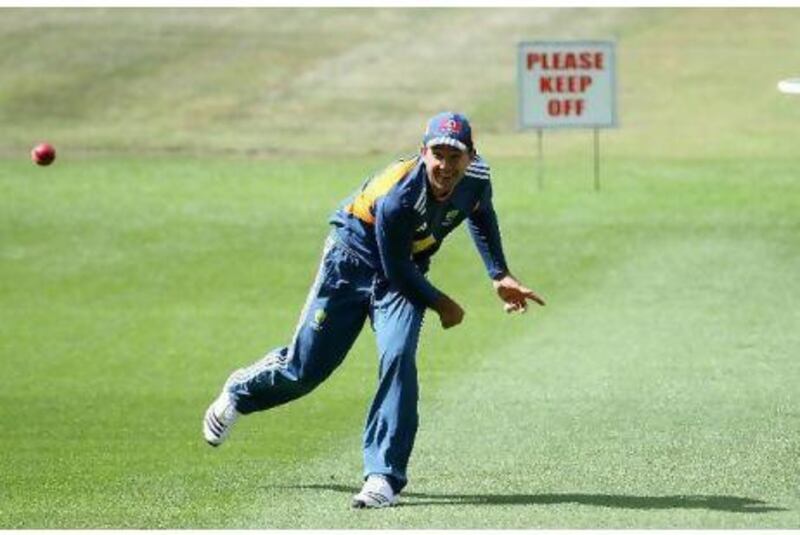 Ricky Ponting at fielding practice.