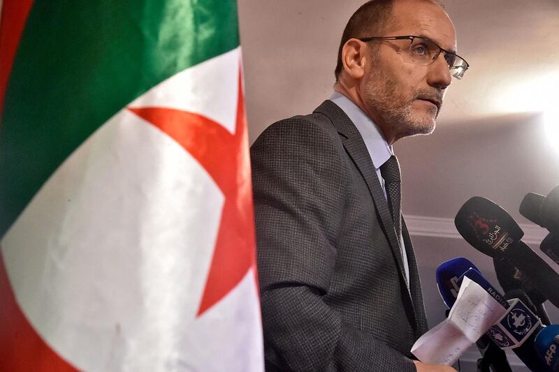 Leader of Algeria's Islamist party, the Movement of Society for Peace (MSP), Abderrezak Mokri holds a press conference at the party's headquarters in the capital Algiers. AFP