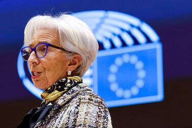 European Central Bank president Christine Lagarde held the pandemic emergency purchase programme (Pepp) at €1.85tn on Thursday. AFP