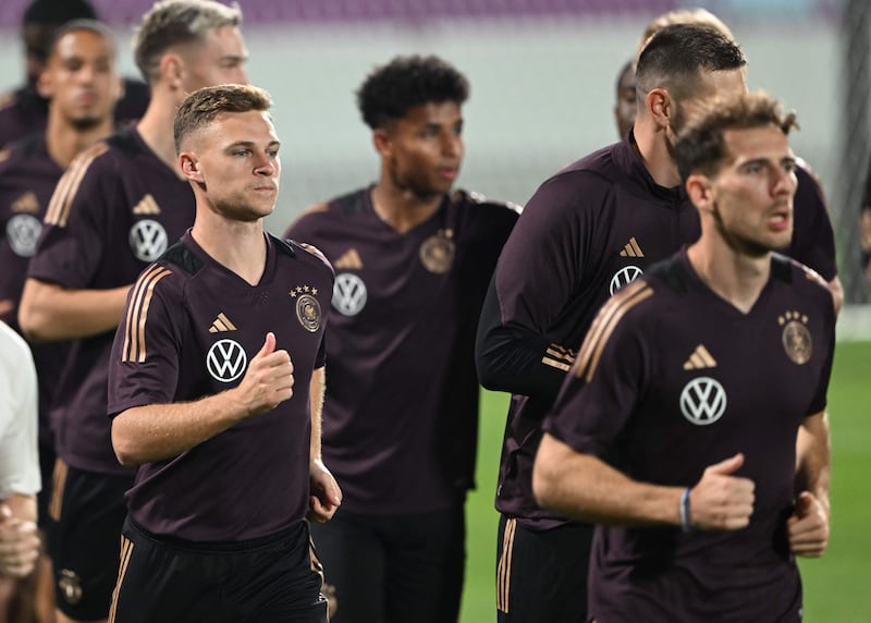 Joshua Kimmich takes part in a training session at Al Shamal Stadium. AFP