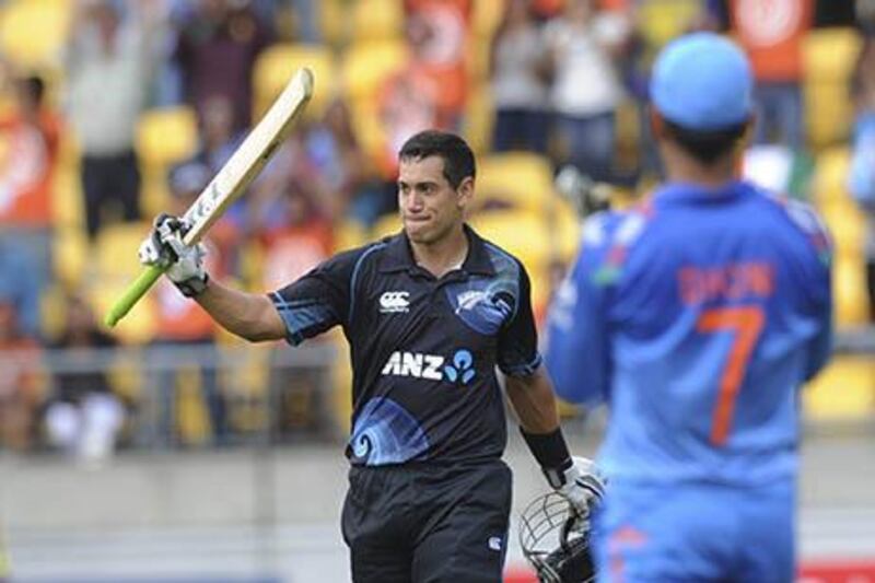 Ross Taylor, left, has scored back-to-back centuries against India an left MS Dhoni, the India captain, frustrated. Ross Setford / AP Photo