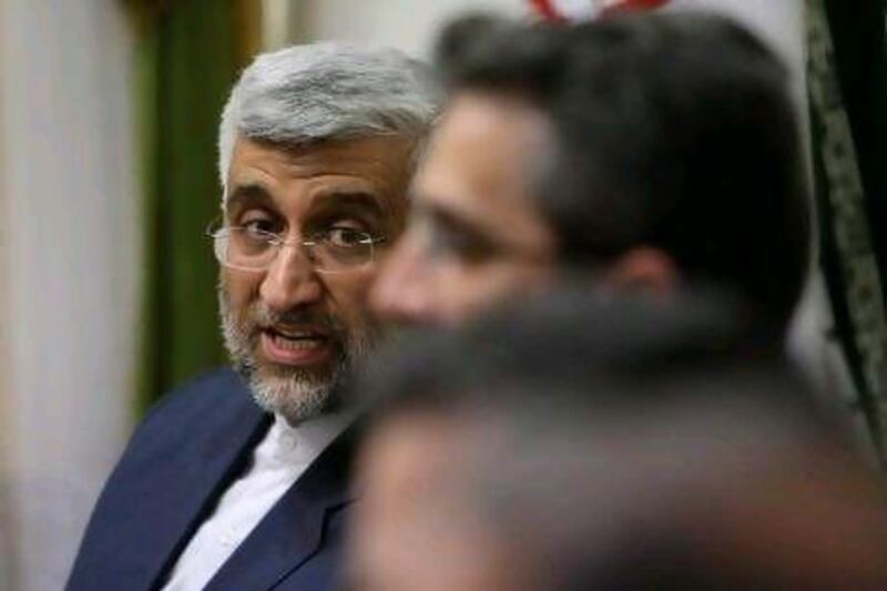 Iran's top nuclear negotiator Saeed Jalili meets with Russia's Foreign Minister Sergey Lavrov in Tehran.