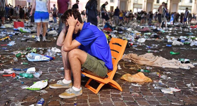 San Carlo’s Square in Turin, which was abandoned when football fans watching the Uefa Champions League final, fled the area in panic after reportedly false reports of a bomb in Turin, Italy, on Saturday, June 3, 2017. Alessandro di Marco / EPA