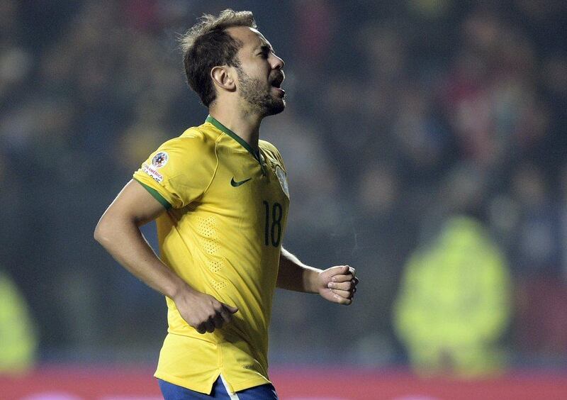 Brazil and Al Ahli midfielder Everton Ribeiro grimaces after missing his penalty in his side’s Copa America quarter-final loss to Paraguay on Saturday. Juan Mabromata / AFP / June 27, 2015 