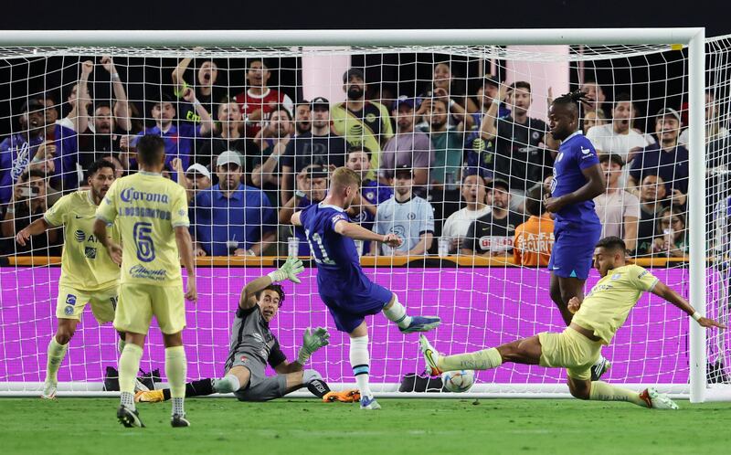 Timo Werner scores Chelsea's first goal against Club America. Getty
