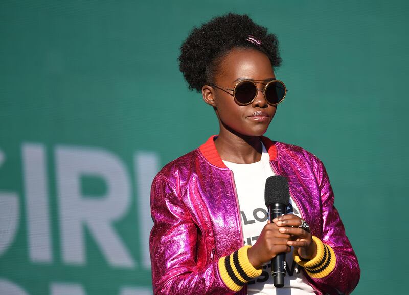 (FILES) This file photo taken on September 23, 2017 shows Lupita Nyong'o speaking onstage during the 2017 Global Citizen Festival in Central Park to End Extreme Poverty by 2030 at Central Park in New York City.
Kenyan actress Lupita Nyong'o, who won an Oscar for her role in "12 Years a Slave", on November 10, 2017, complained her hair had been airbrushed out of a picture on the front cover of women's magazine Grazia UK. / AFP PHOTO / ANGELA WEISS