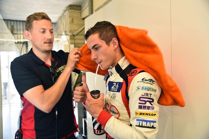 French’s driver Thomas Laurent  of the Jackie Chan Racing Oreca 07-Gibson takes a breather. AFP